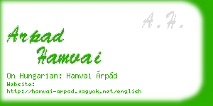 arpad hamvai business card